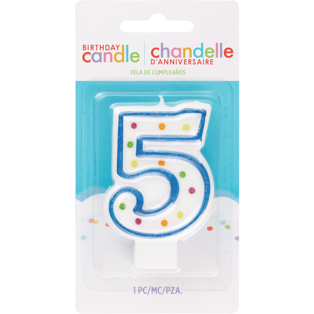 slide 1 of 1, AMSCAN Cndl Birthday Polka Dots #5, 1 ct