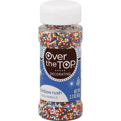 slide 3 of 3, Over The Top Decorating Non-Pareils, Rainbow Rush, 2.2 oz