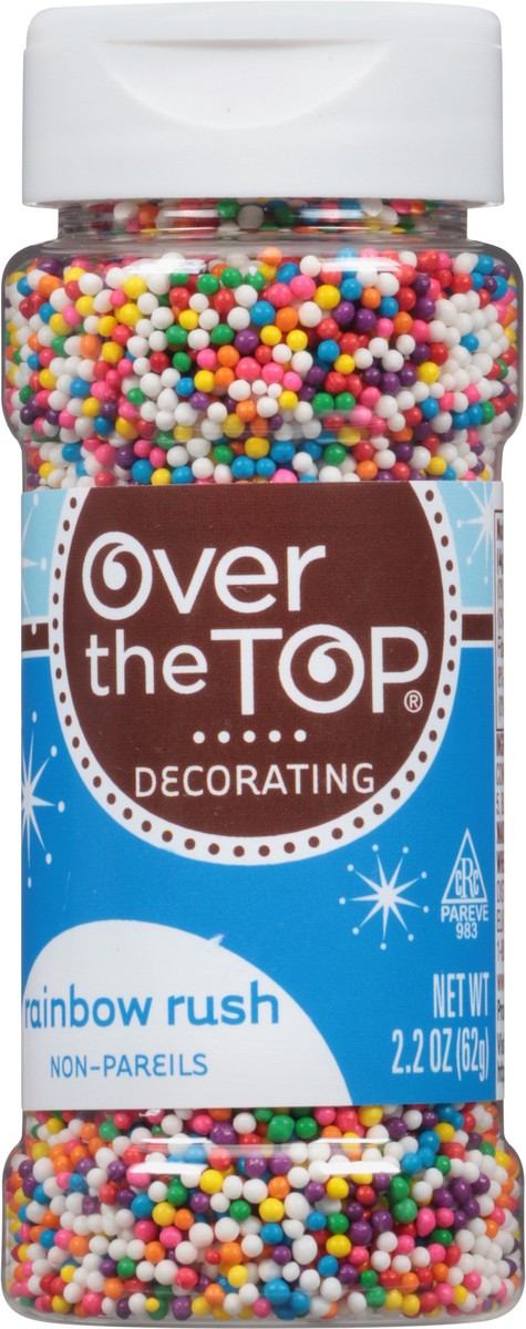 slide 9 of 11, Over The Top Decorating Non-Pareils, Rainbow Rush, 2.2 oz