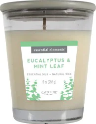 Candle-Lite Essential Elements Eucalyptus And Mint Leaf Candle - White