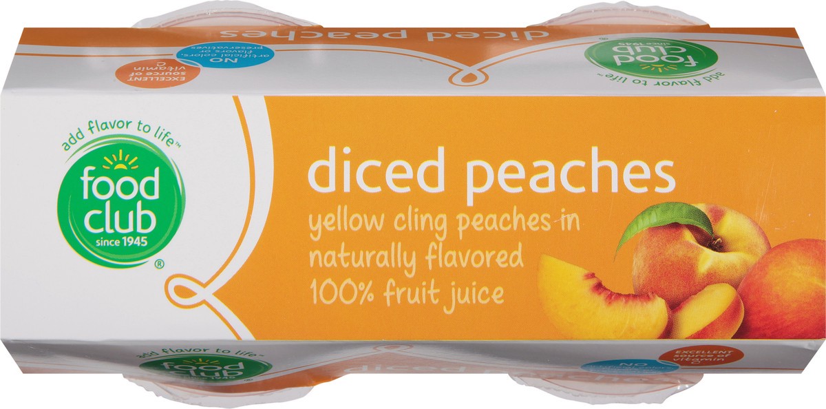 slide 5 of 10, Food Club Diced Yellow Cling Peaches In Naturally Flavored 100% Fruit Juice 4-4 Oz Bowls, 4 ct; 4 oz