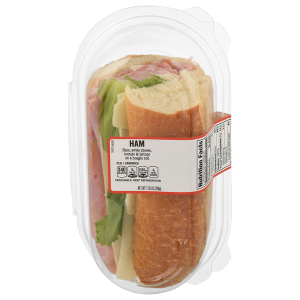 slide 1 of 1, Deli Ham Sandwich (Half), 7.35 oz