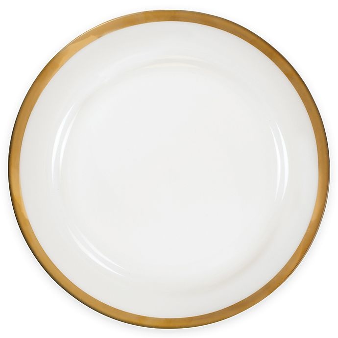 slide 1 of 4, Nevaeh White by Fitz and Floyd Grand Rim Wide Band Gold Dinner Plate, 1 ct