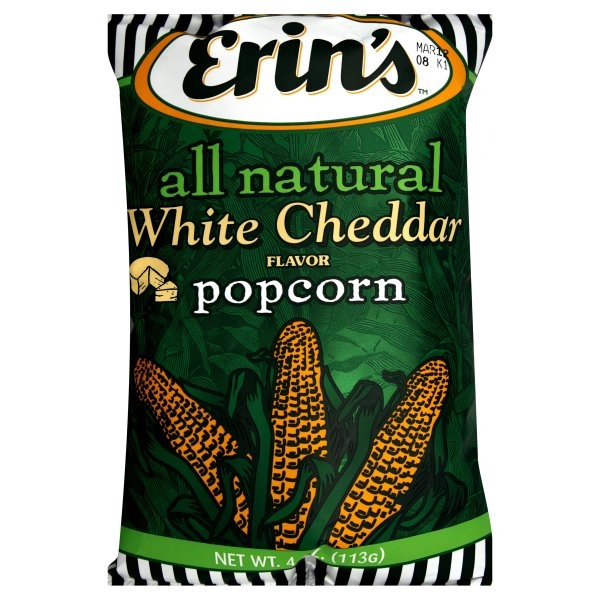 slide 1 of 1, Erin's All Natural White Cheddar Popcorn, 4.25 oz