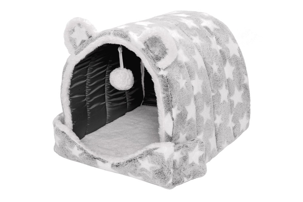 slide 1 of 1, Furhaven Cozy Stars Cat Cave Bed - Silver, 1 ct