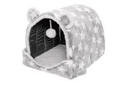 Furhaven Cozy Stars Cat Cave Bed - Silver