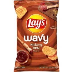 Lay's Wavy Potato Chips Hickory BBQ Flavored 7 1/2 Oz
