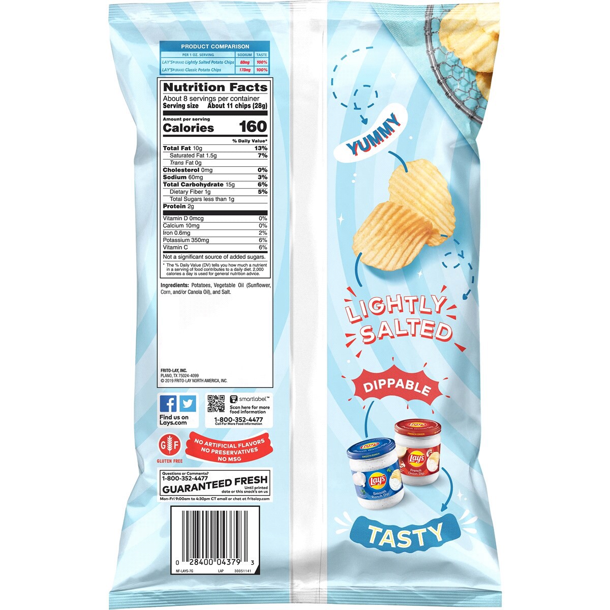 slide 2 of 2, Lay's Potato Chips, Lightly Salted, Original, Wavy, 7.5 oz