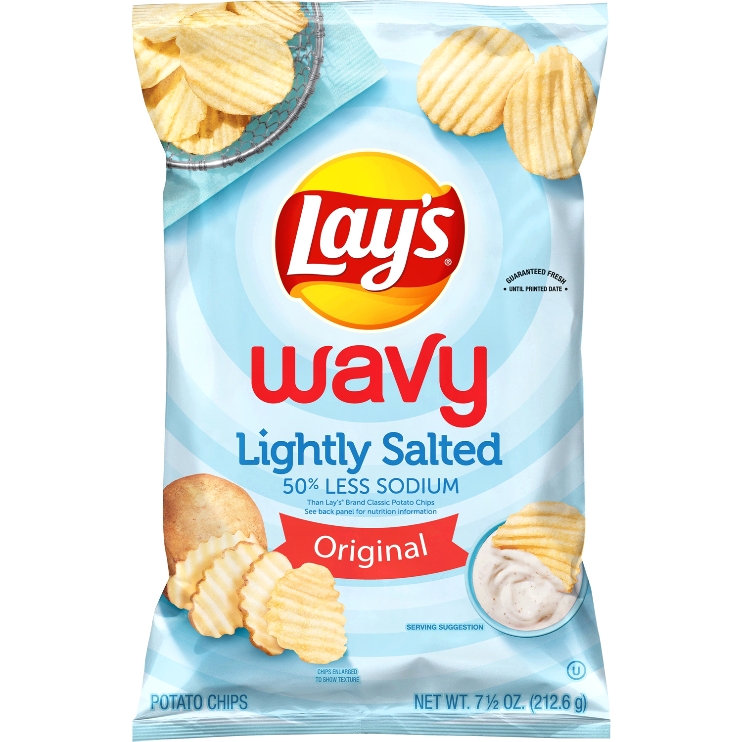 slide 1 of 2, Lay's Potato Chips, Lightly Salted, Original, Wavy, 7.5 oz