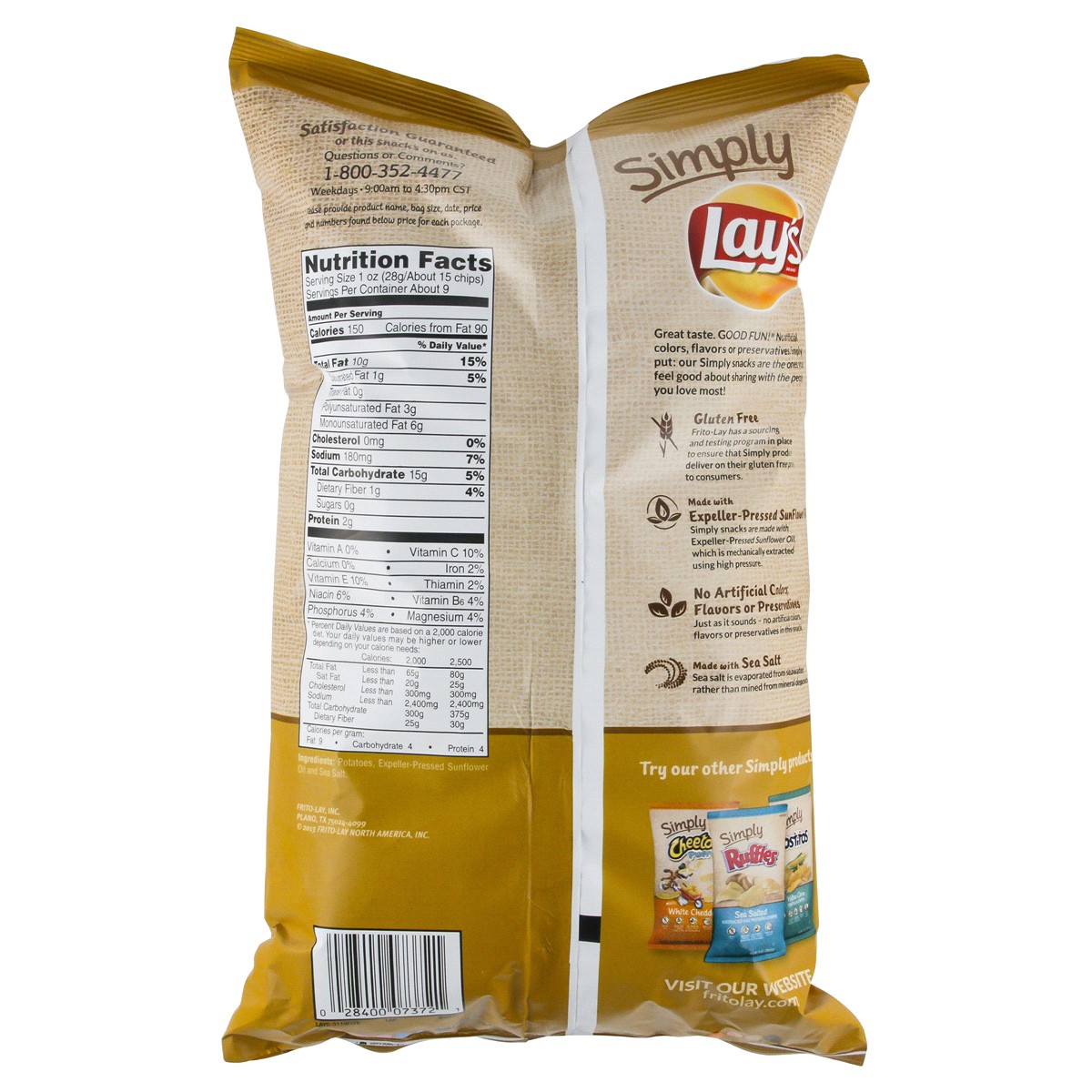 slide 2 of 2, Lay's Potato Chips, Sea Salt Thick Cut, 8.5 oz