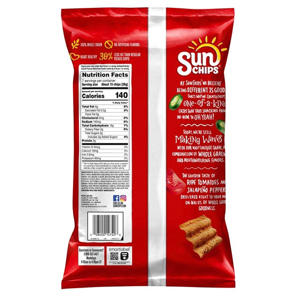 slide 13 of 13, SunChips Flavored Whole Grain Snacks Garden Salsa 7 Oz, 7 oz