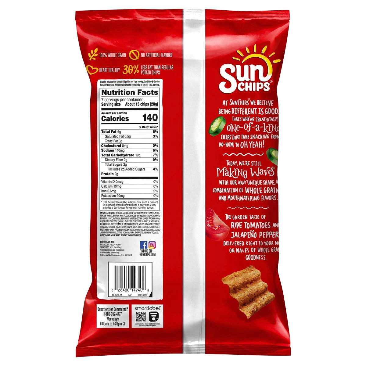 slide 8 of 13, SunChips Flavored Whole Grain Snacks Garden Salsa 7 Oz, 7 oz