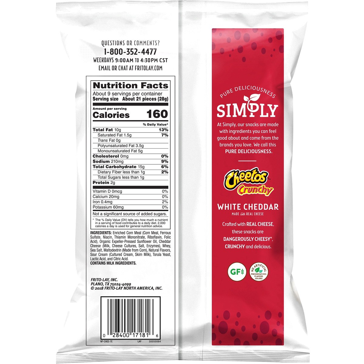 slide 2 of 2, Cheetos Cheese Flavored Snacks, Crunchy White Cheddar, 8.5 oz