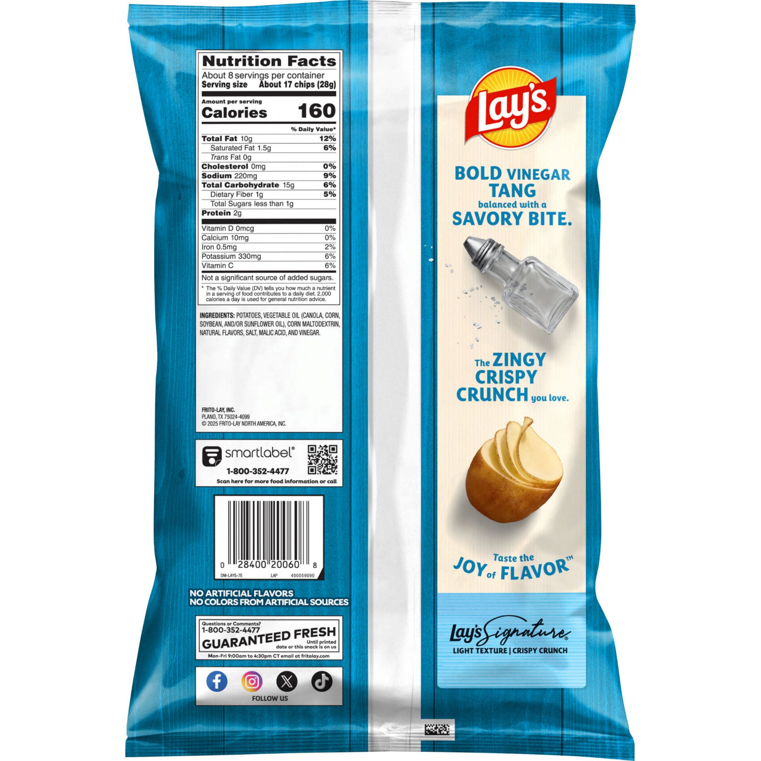 slide 2 of 6, Lay's Potato Chips Salt & Vinegar Flavored 7 3/4 Oz, 7.75 oz