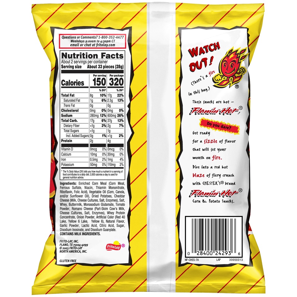 slide 3 of 4, Chester's Fries Corn Snacks Flamin' Hot Flavored 2 1/8 Oz, 2.125 oz