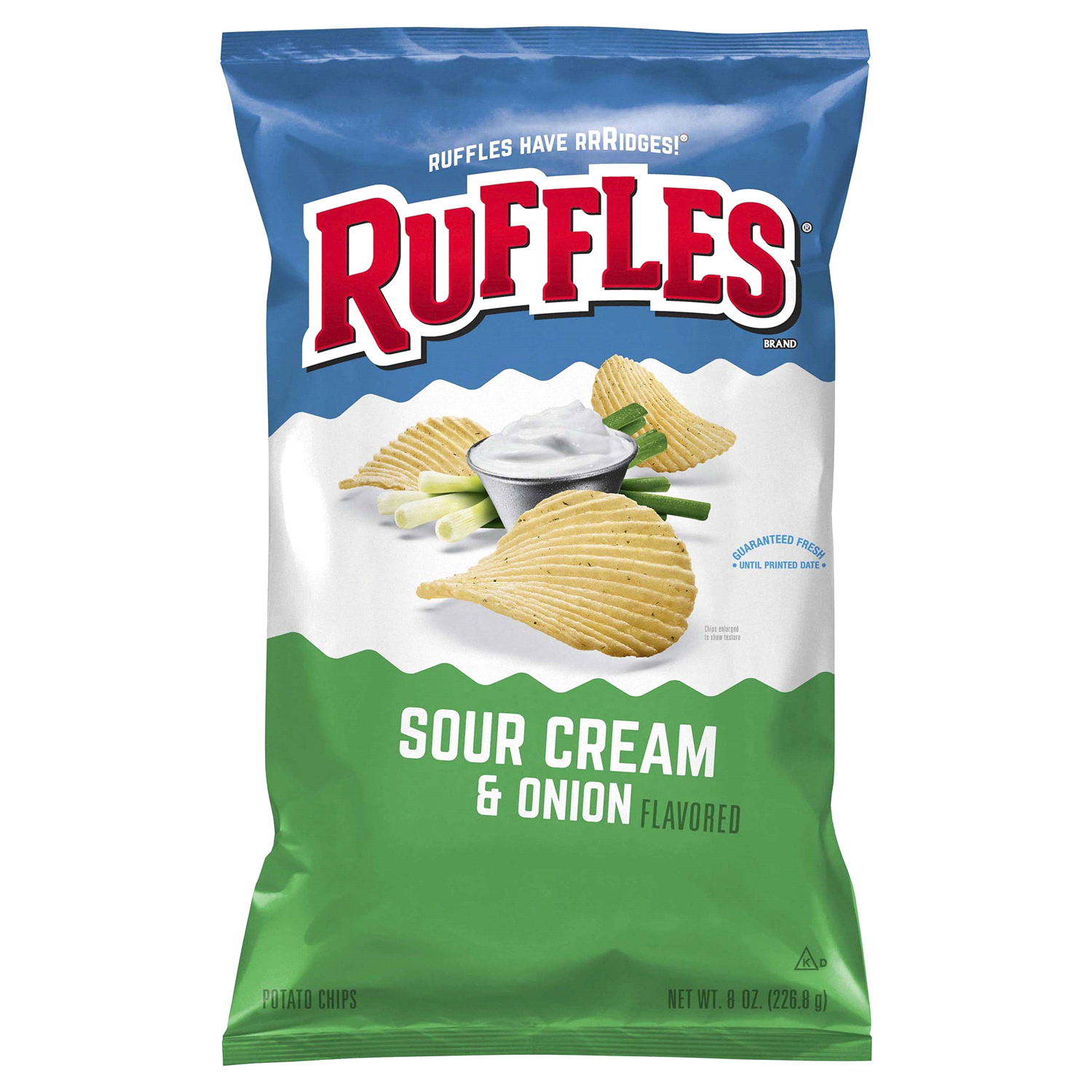 slide 1 of 3, Ruffles Sour Cream & Onion Potato Chips, 8 oz