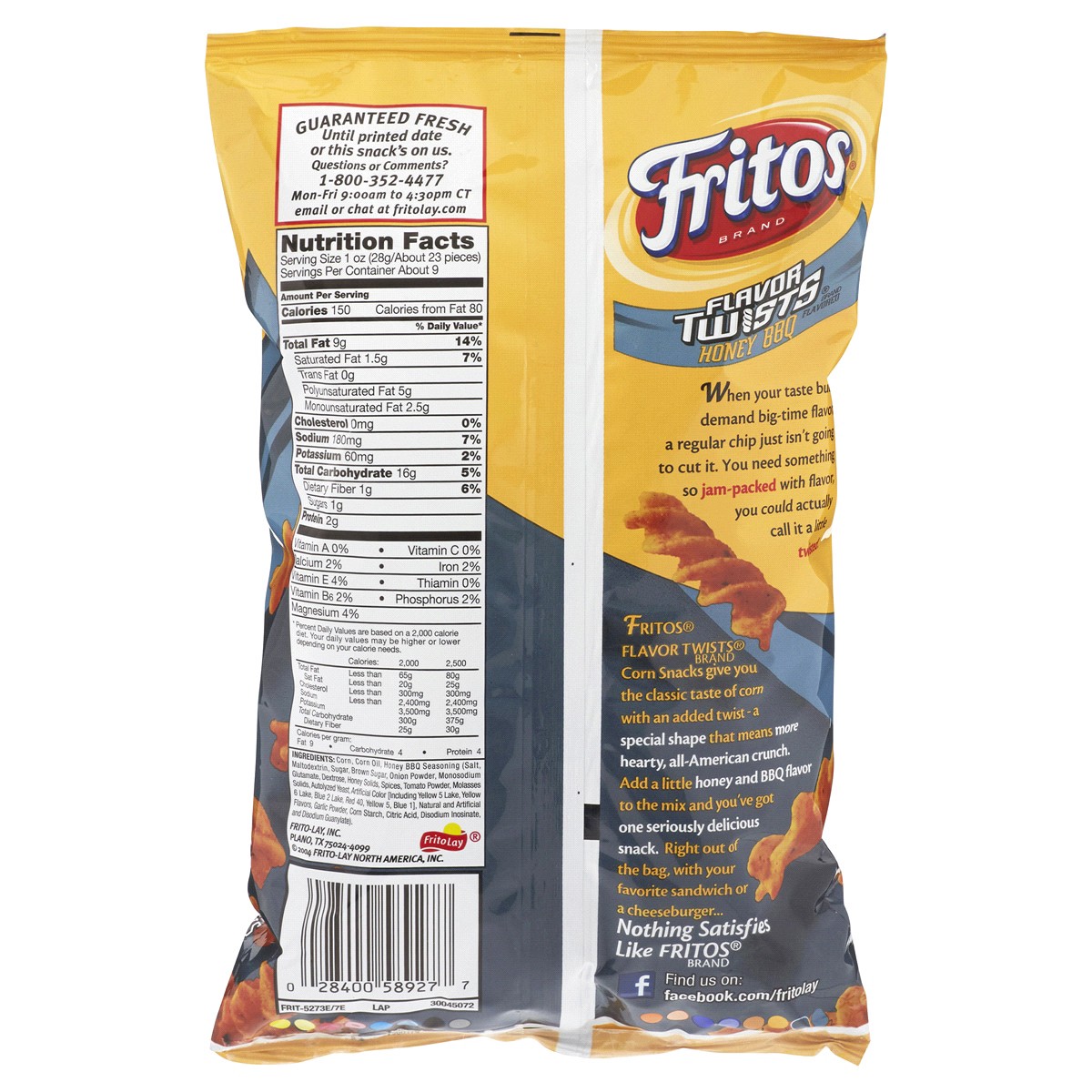 slide 2 of 2, Fritos Corn Snacks, Honey BBQ Flavored, 9.25 oz