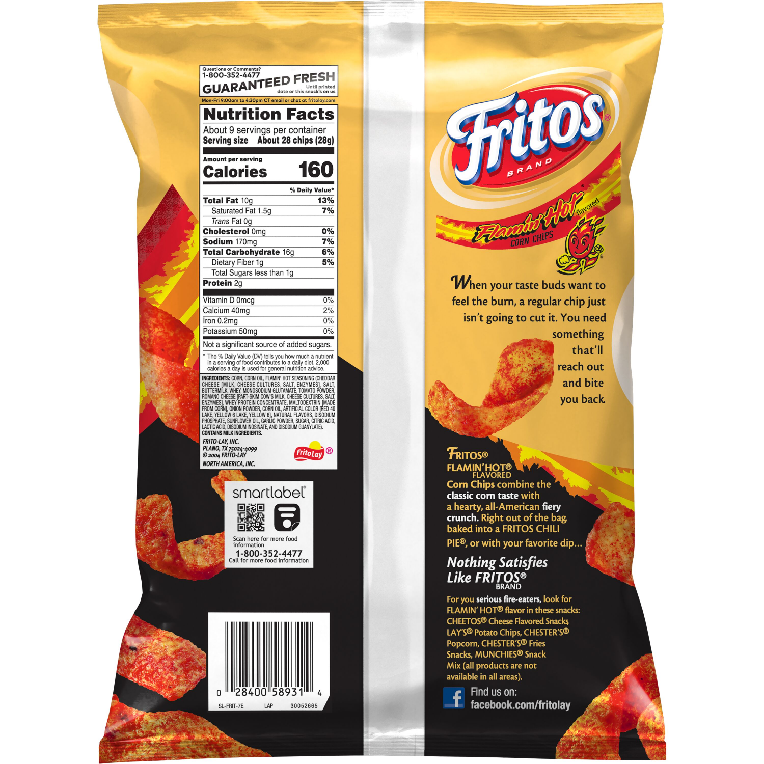 slide 2 of 4, Fritos Corn Chips, Flamin' Hot Flavored, 9.25 oz