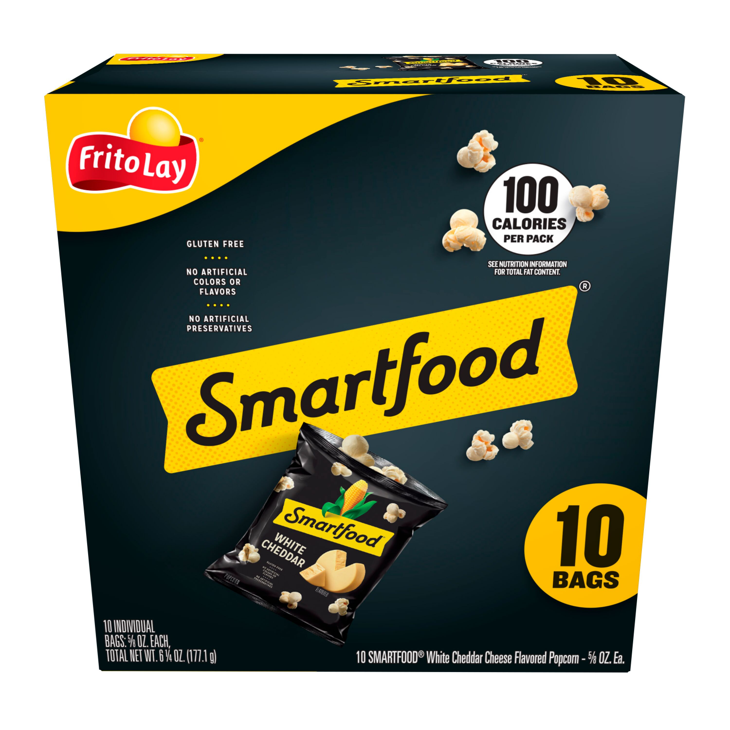 slide 1 of 3, Smartfood Popcorn, White Cheddar Cheese Flavored - 10 ct, 10 ct