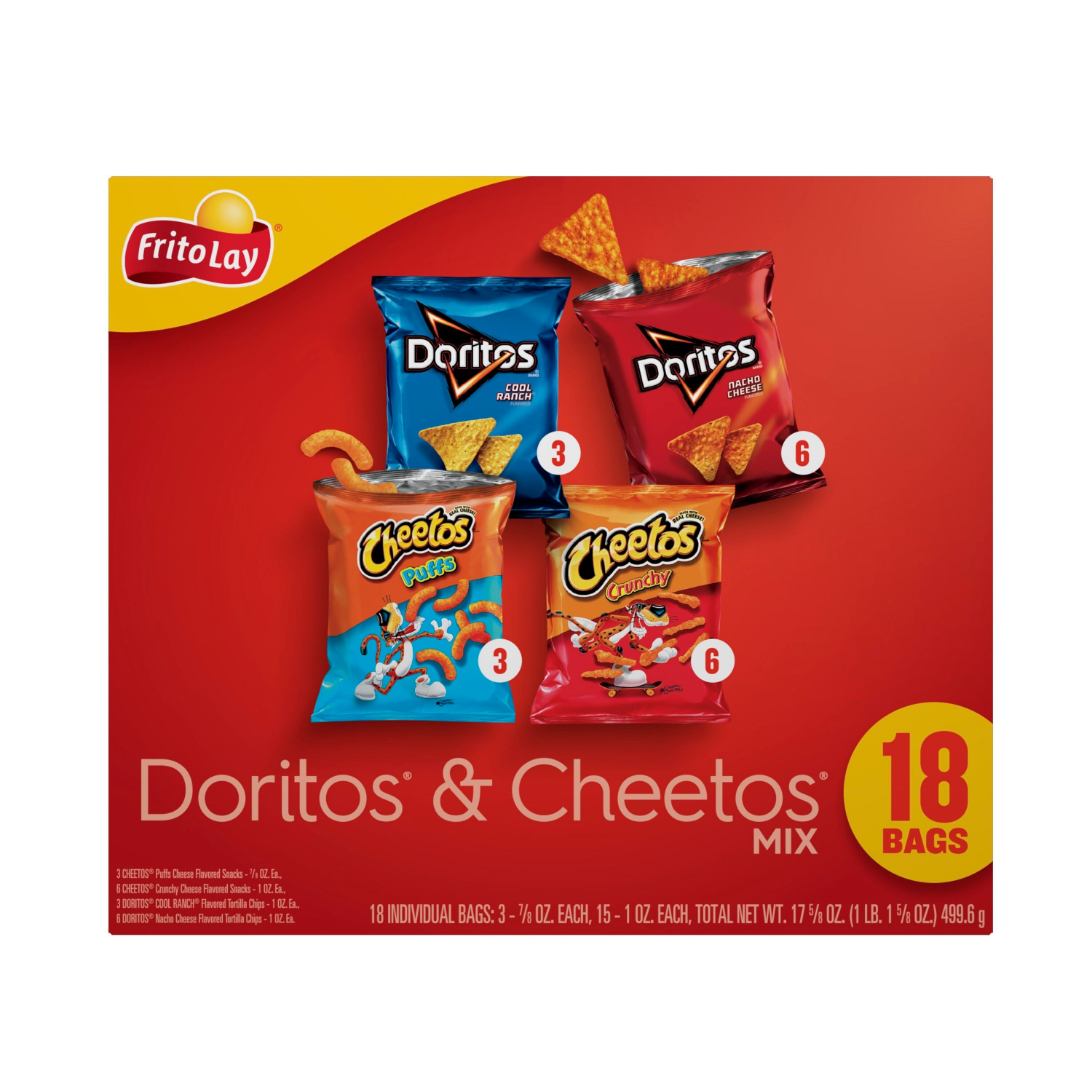 slide 1 of 3, Frito-Lay Snacks Doritos & Cheetos Mix Variety 17 5/8 Oz 18 Count, 18 ct