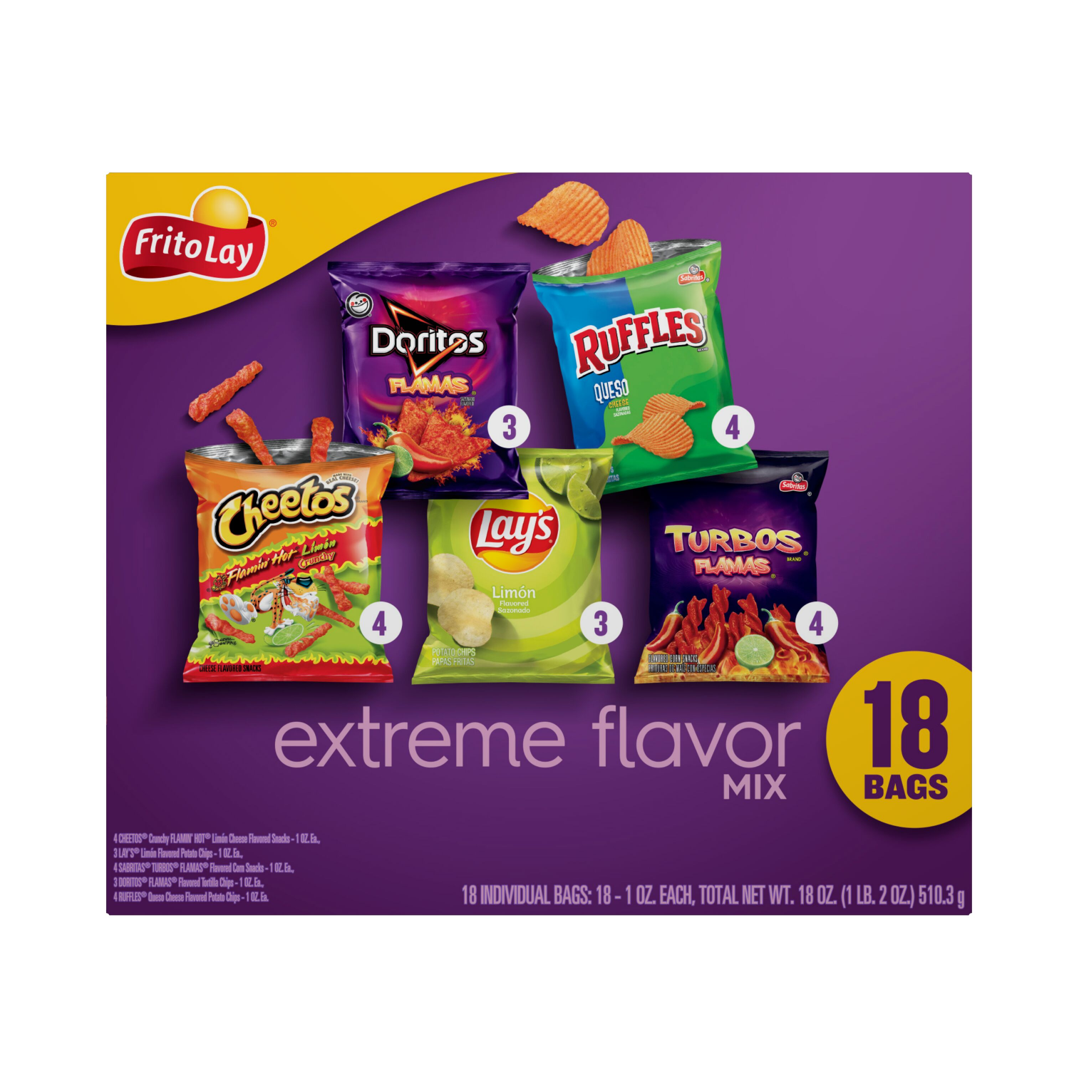 slide 1 of 3, Frito-Lay Extreme Flavor Mix, 18 ct