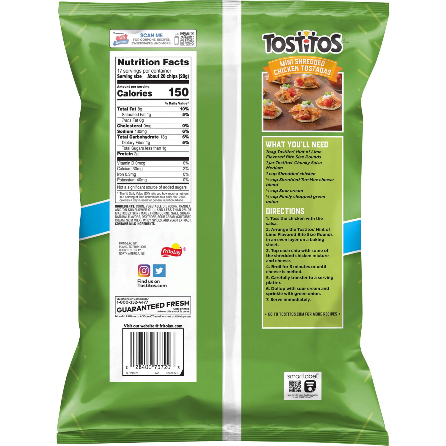 slide 2 of 4, Tostitos Tortilla Chips Hint of Lime Flavored 17 Oz, 17 oz