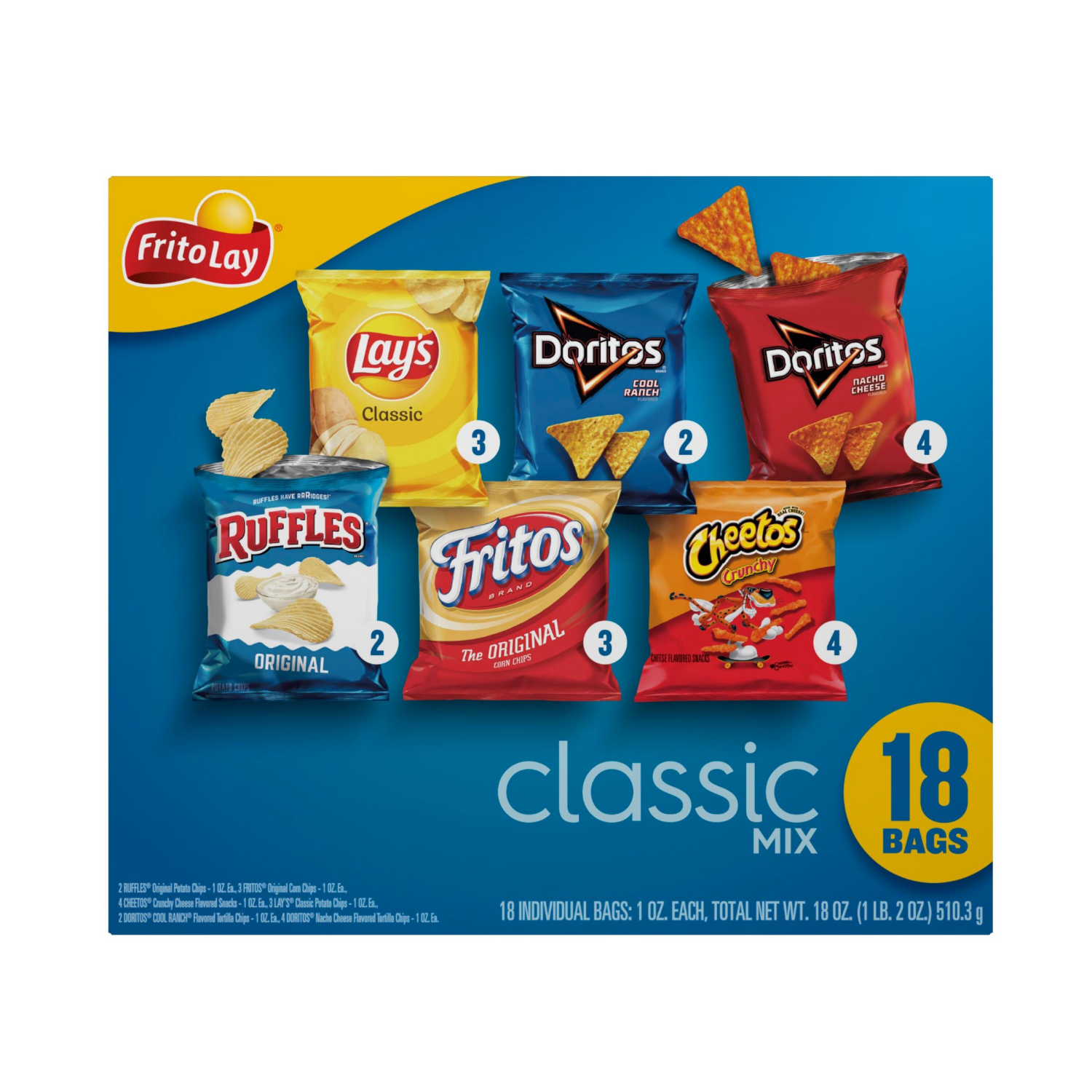 slide 1 of 3, Frito-Lay Snacks Variety Packs Classic Mix 1 Oz, 18 Count, 18 ct