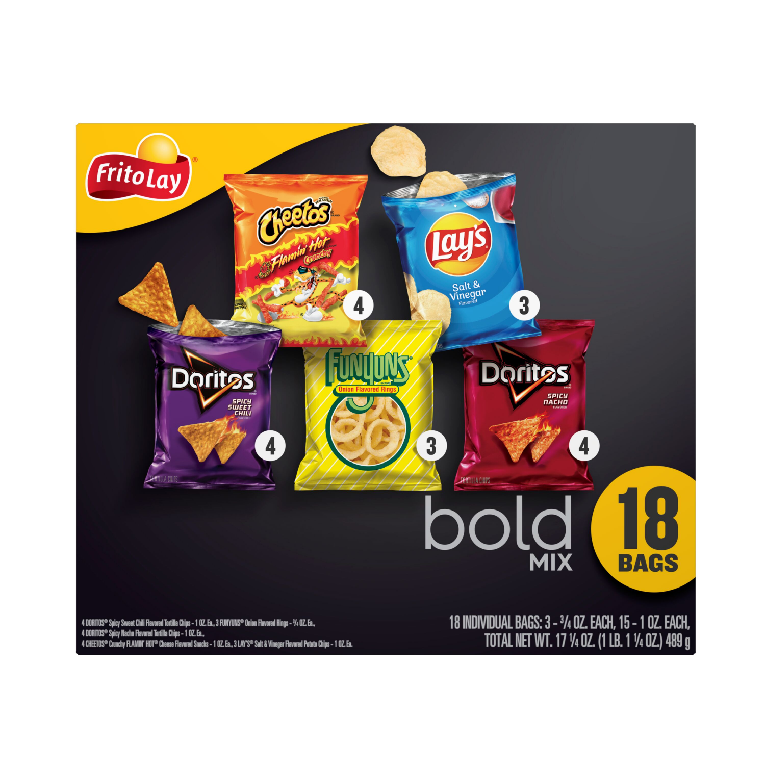 slide 1 of 3, Frito-Lay Snacks Bold Mix Variety Packs 17 Oz, 18 Count, 18 ct