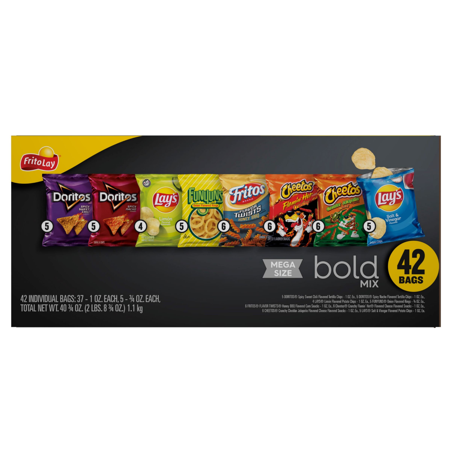 slide 1 of 2, Frito-Lay Snacks Bold Mix Variety Packs 40 3/4 Oz, 42 Count, 42 ct