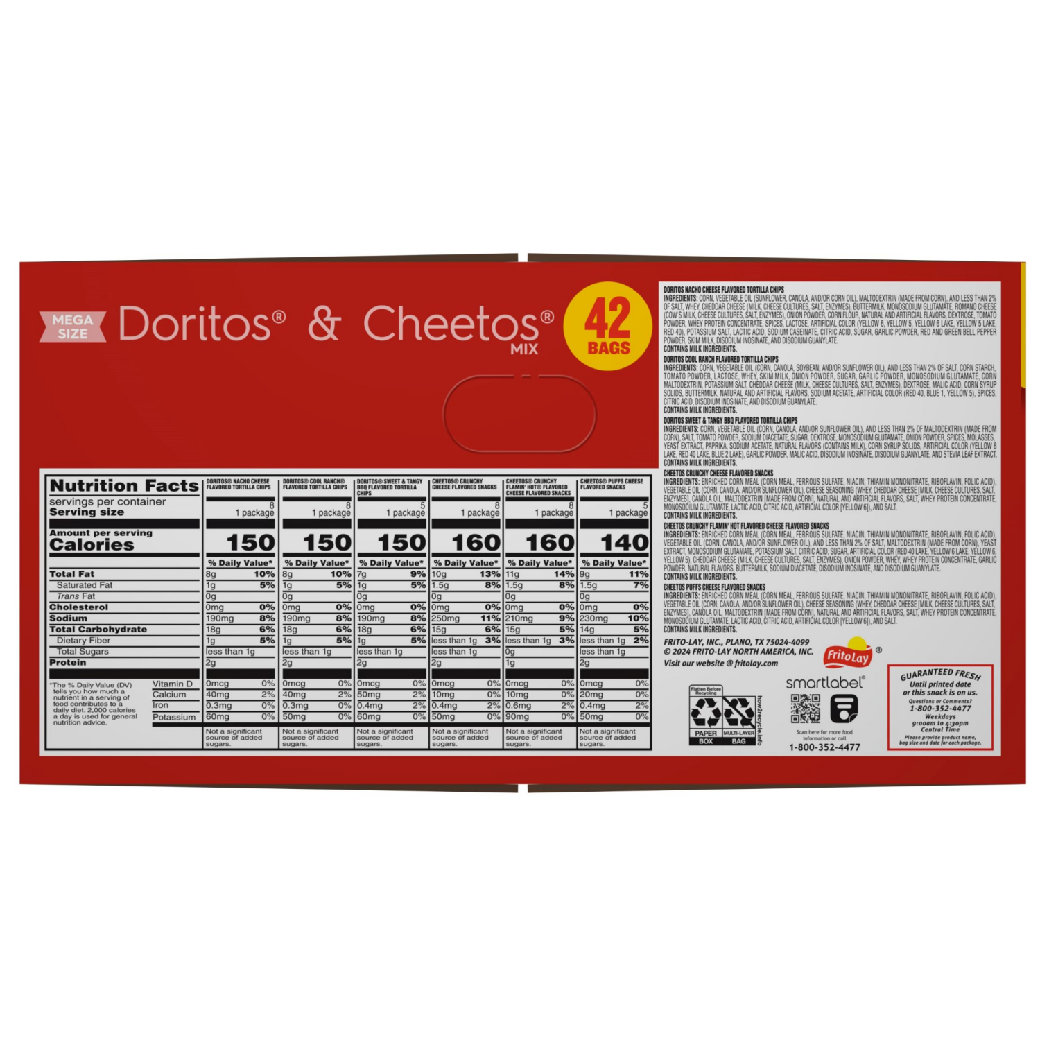 slide 2 of 2, Frito-Lay Snack Doritos & Cheetos Mix Variety 41 3/8 Oz, 42 Count, 42 ct