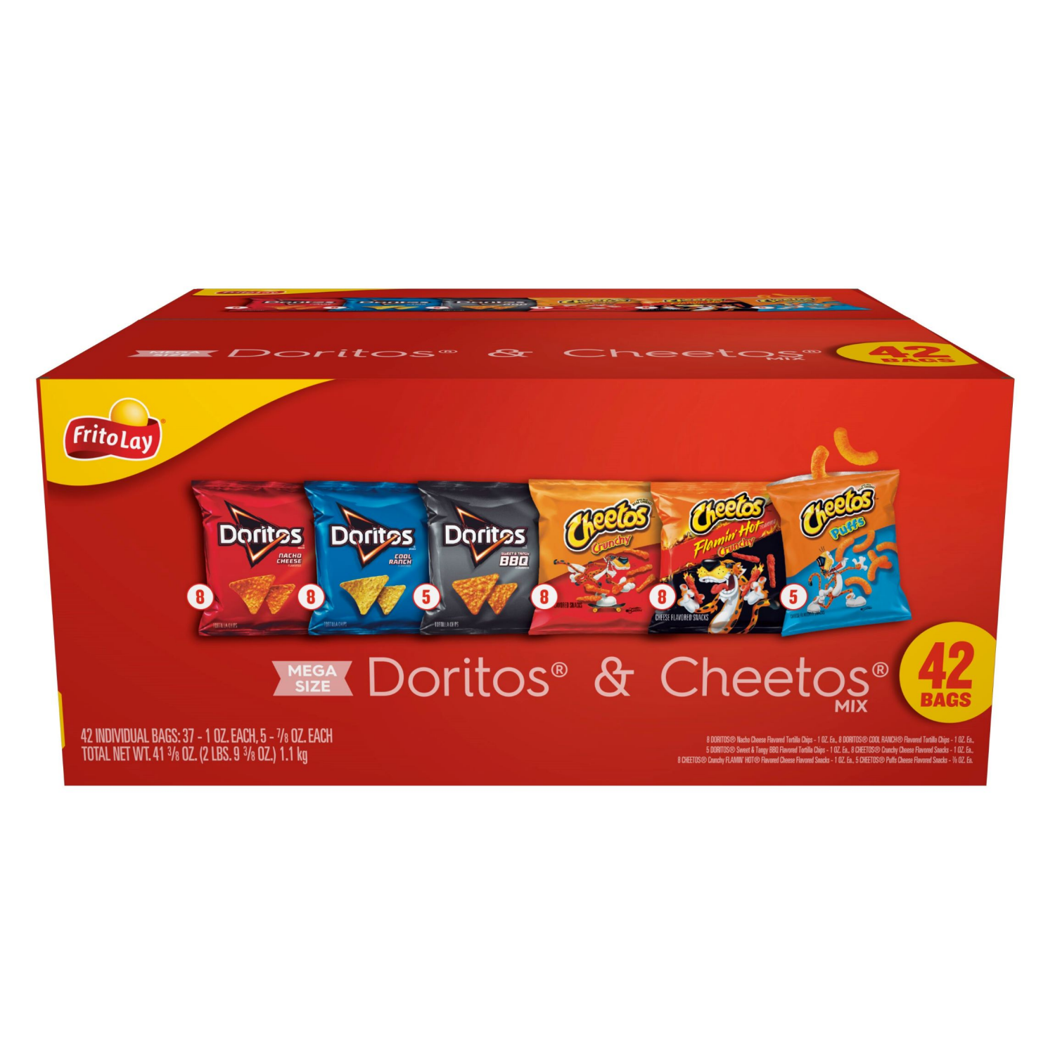 slide 1 of 2, Frito-Lay Snack Doritos & Cheetos Mix Variety 41 3/8 Oz, 42 Count, 42 ct