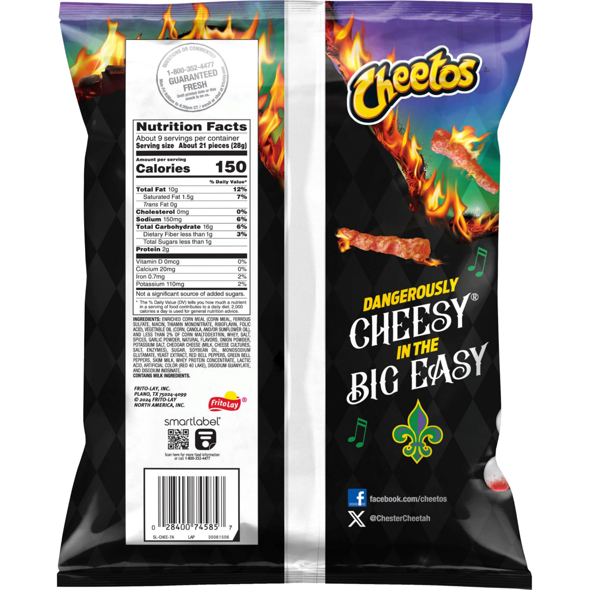 slide 2 of 4, Cheetos Cheese Flavored Snacks Flamin' Hot Cajun Cheddar 8 1/2 Oz, 8.5 oz