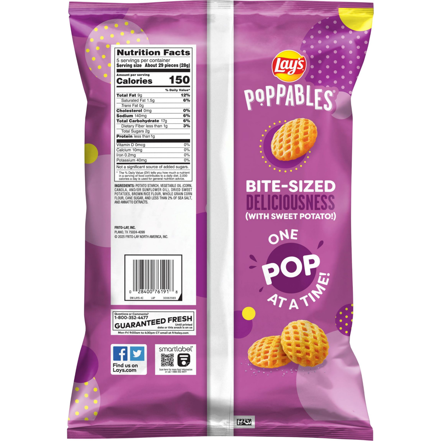slide 2 of 4, Lay's Poppables Potato Snacks Sweet Potato Sea Salt 5 Oz, 5 oz