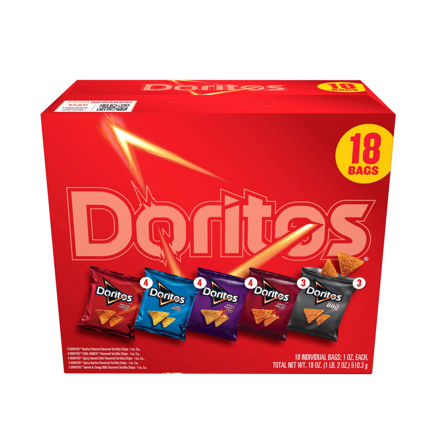 slide 1 of 4, Doritos Tortilla Chips Variety Pack 1 Oz, 18 Count, 18 oz