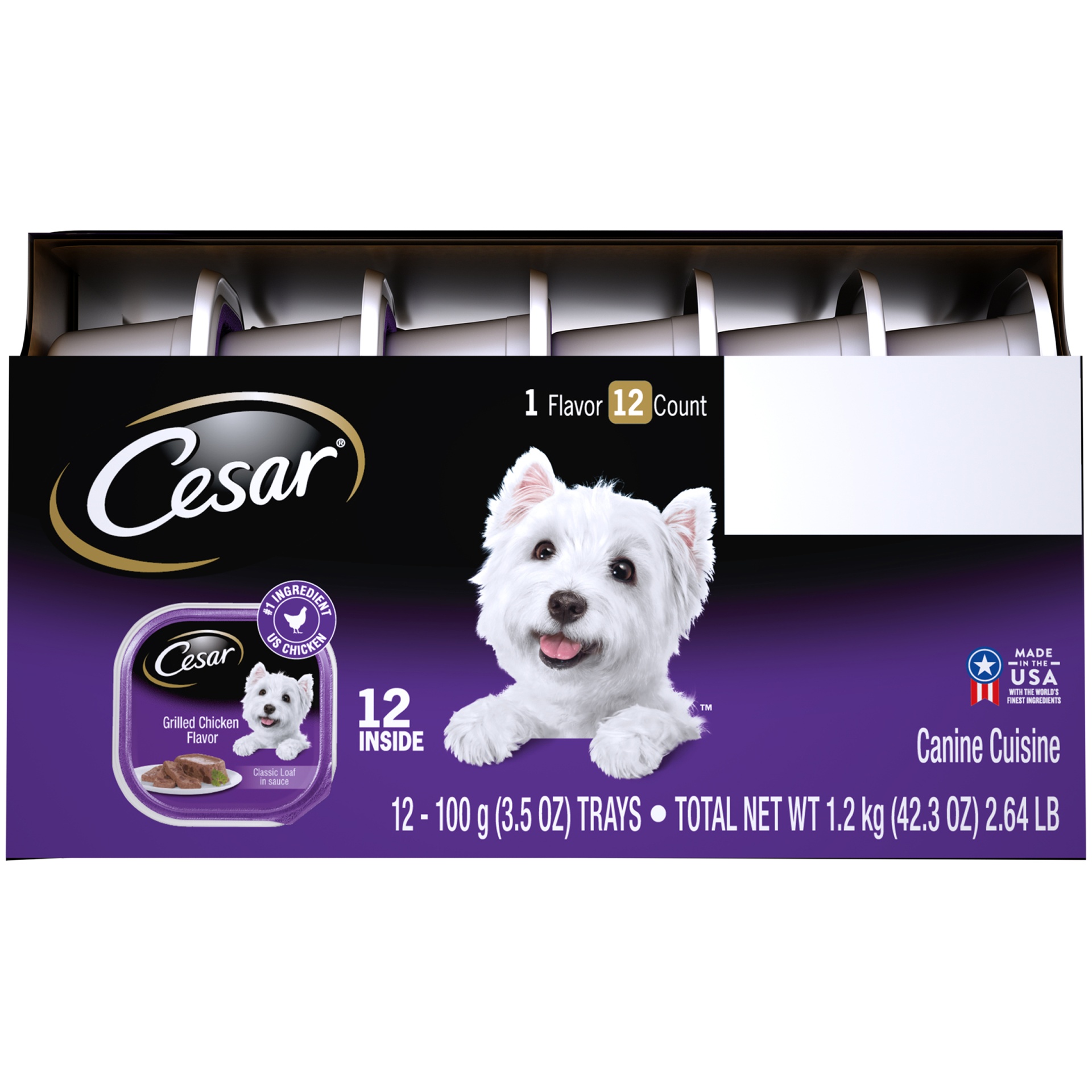 slide 7 of 9, Cesar Grilled Chicken Flavor Wet Dog Food, 12 ct