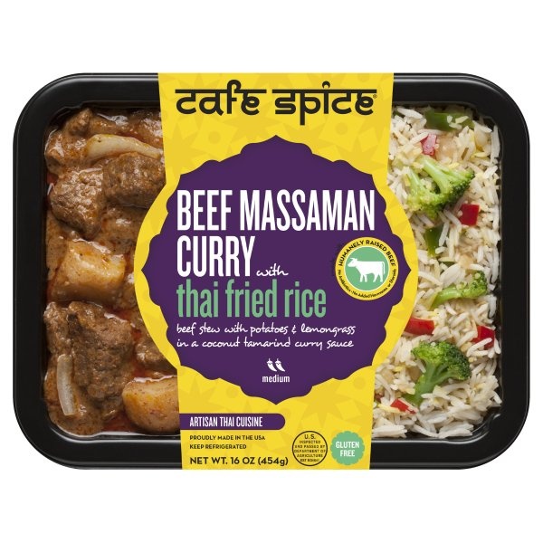 slide 1 of 1, Café Spice Beef Massaman Curry With Thai Fried Rice, 16 oz