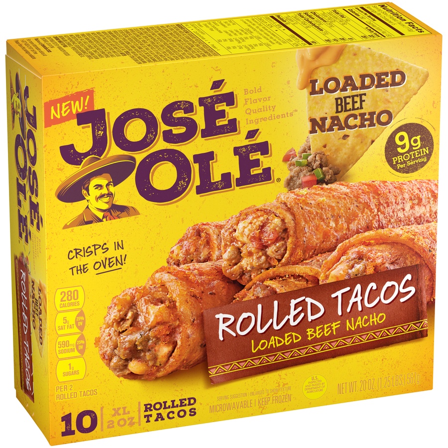 slide 4 of 8, José Olé Loaded Beef Nacho Rolled Tacos, 10 ct; 2 oz