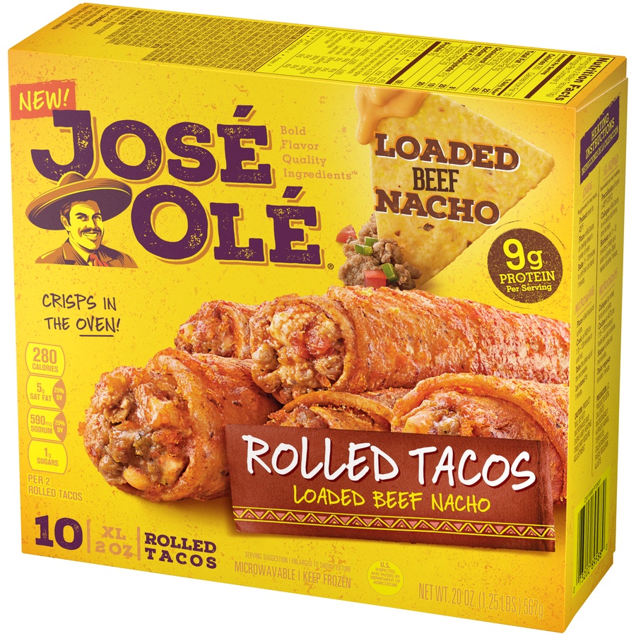 slide 5 of 8, José Olé Loaded Beef Nacho Rolled Tacos, 10 ct; 2 oz
