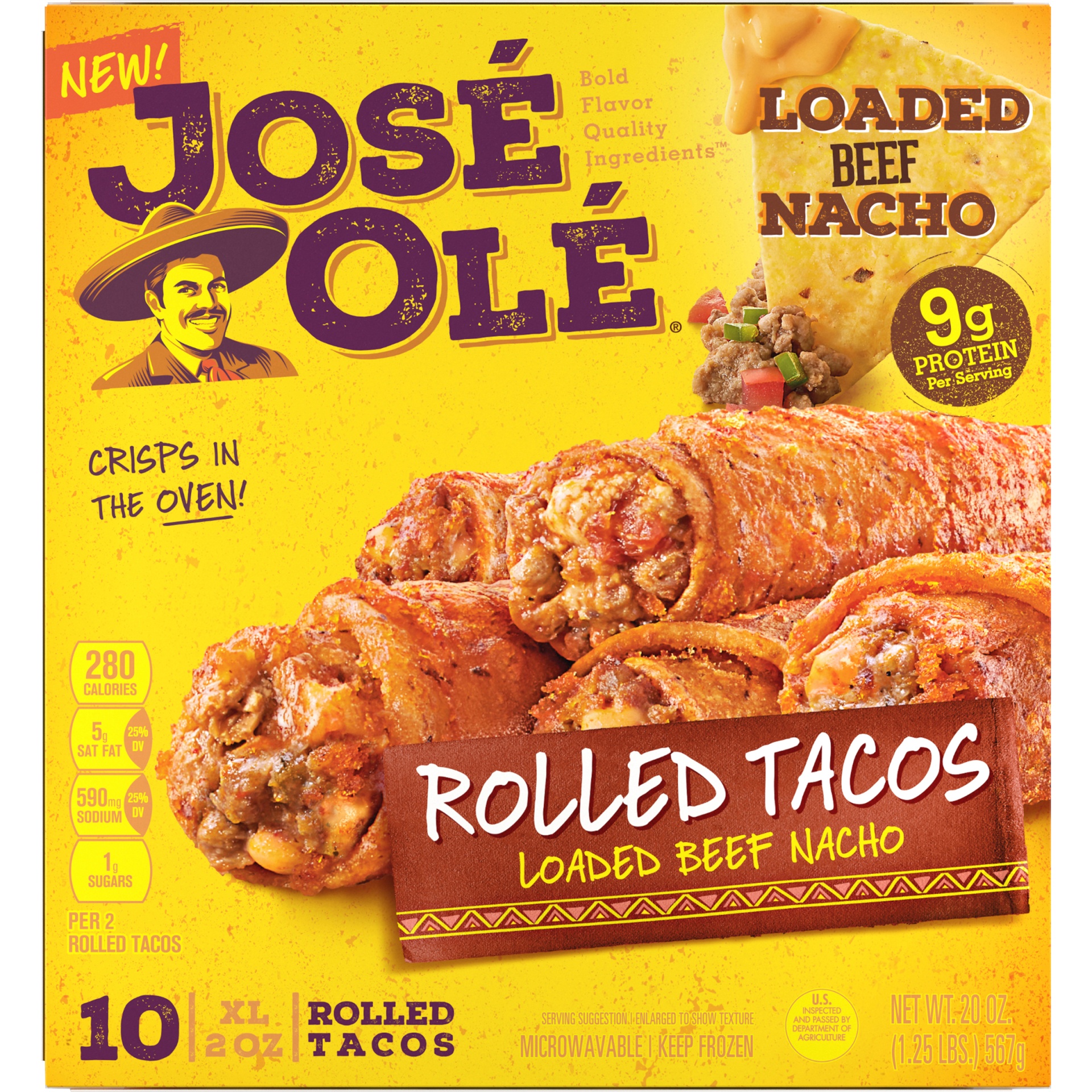 slide 8 of 8, José Olé Loaded Beef Nacho Rolled Tacos, 10 ct; 2 oz