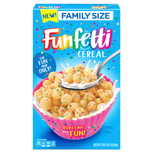 slide 1 of 1, Pillsbury Funfetti Cereal, Family Size, 17 oz