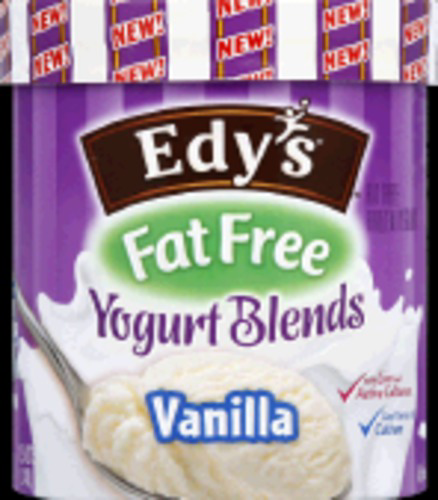slide 1 of 1, Edy's Fat Free Slow Churned Yogurt Blend Vanilla Ice Cream, 1.5 qt