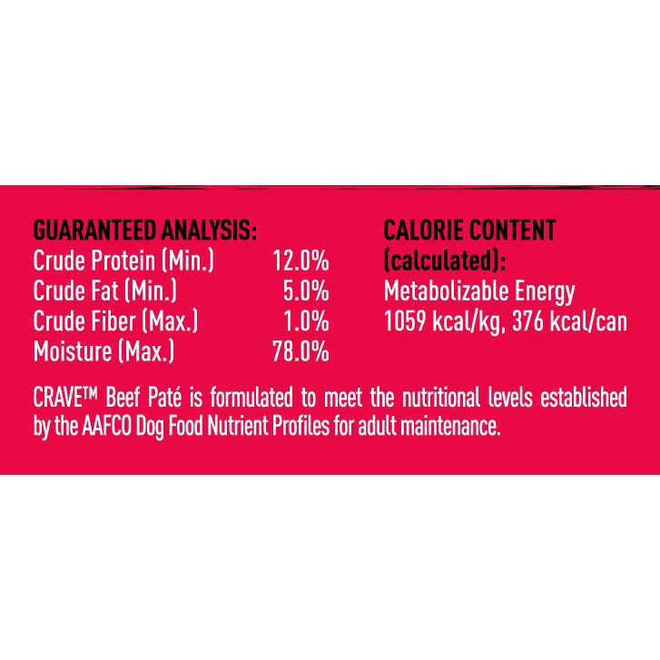 Crave dog food on sale calories