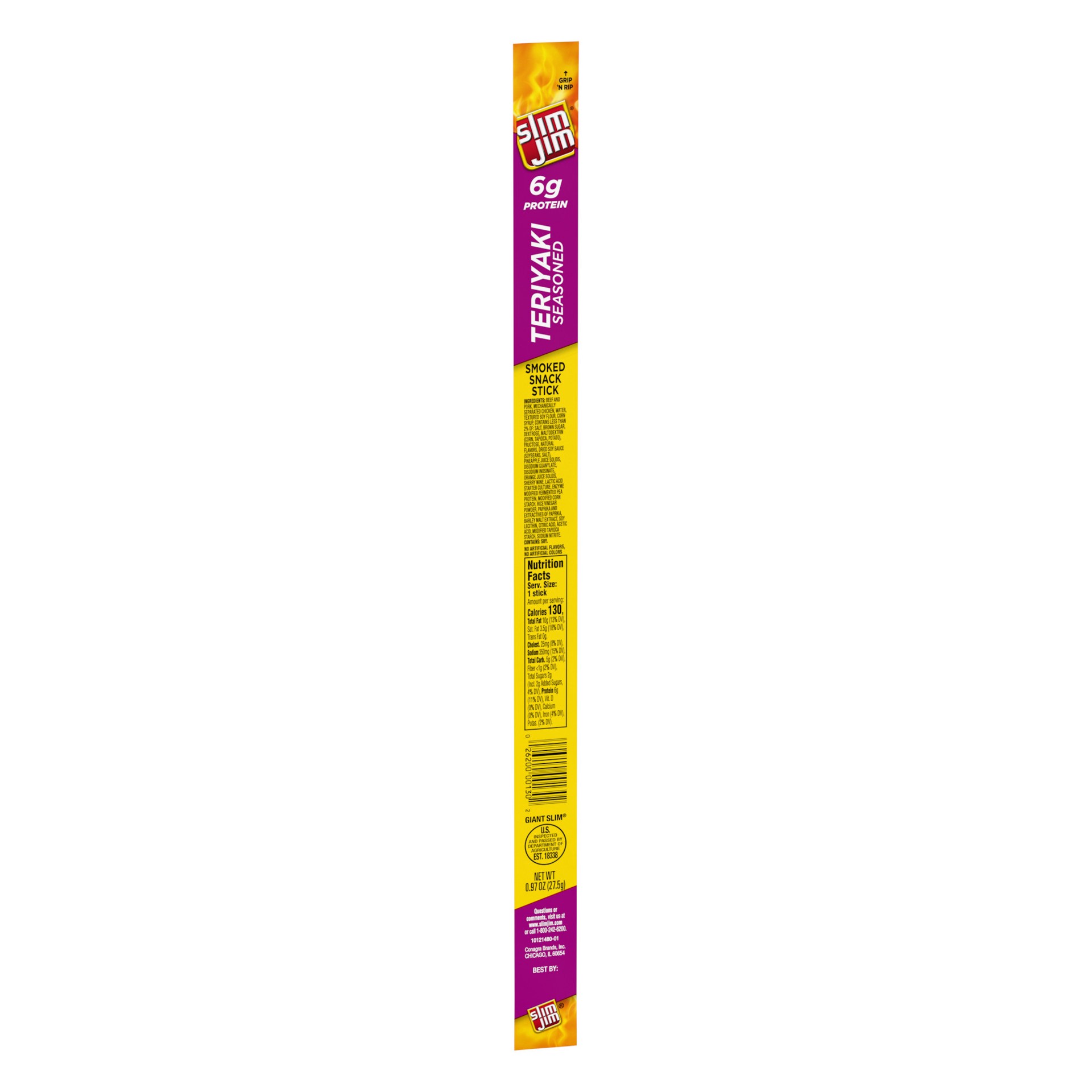 slide 5 of 5, Slim Jim Smoked Teriyaki Seasoned Snack Stick 0.97 oz, 0.97 oz