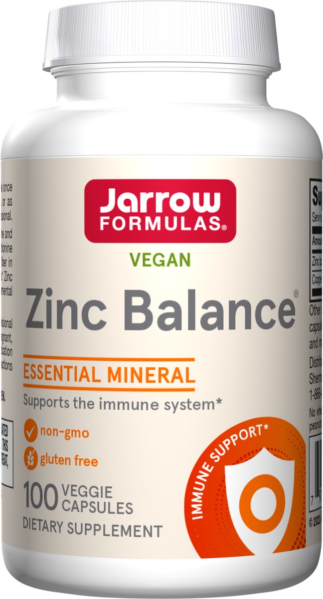 slide 2 of 4, Jarrow Formulas Zinc Balance 15 mg - 100 Servings (Veggie Caps) - Includes Copper - Essential Mineral for Immune System Support - Dietary Supplement - Gluten Free - Vegan, 100 ct