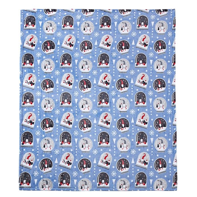 slide 3 of 3, Morgan Home Christmas Snow Globe Gnome Plush Throw Blanket - Blue, 1 ct