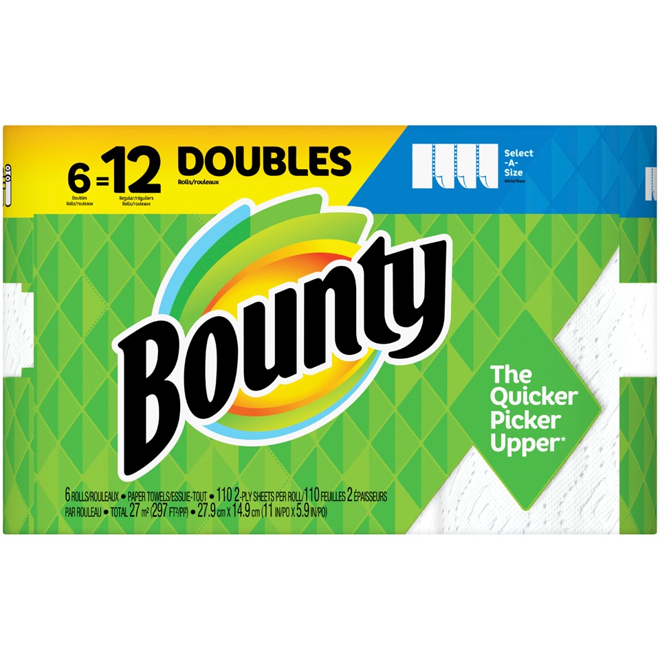 slide 2 of 4, Bounty Select-A-Size Double Rolls Paper Towels, 6 ct