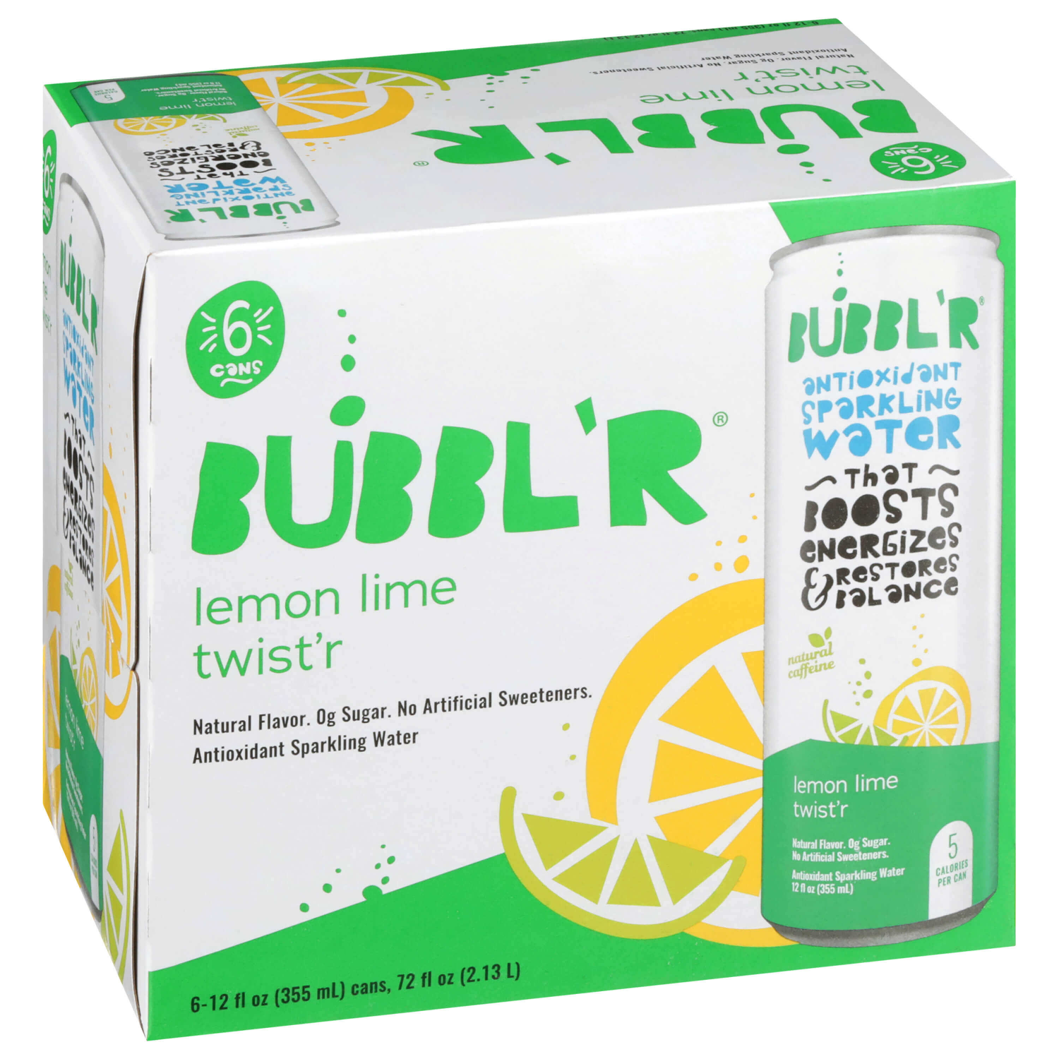 slide 1 of 1, BUBBL'R Antioxidant Sparkling Water - lemon lime twist'r / - 6 ct; 12 fl oz, 6 ct; 12 fl oz