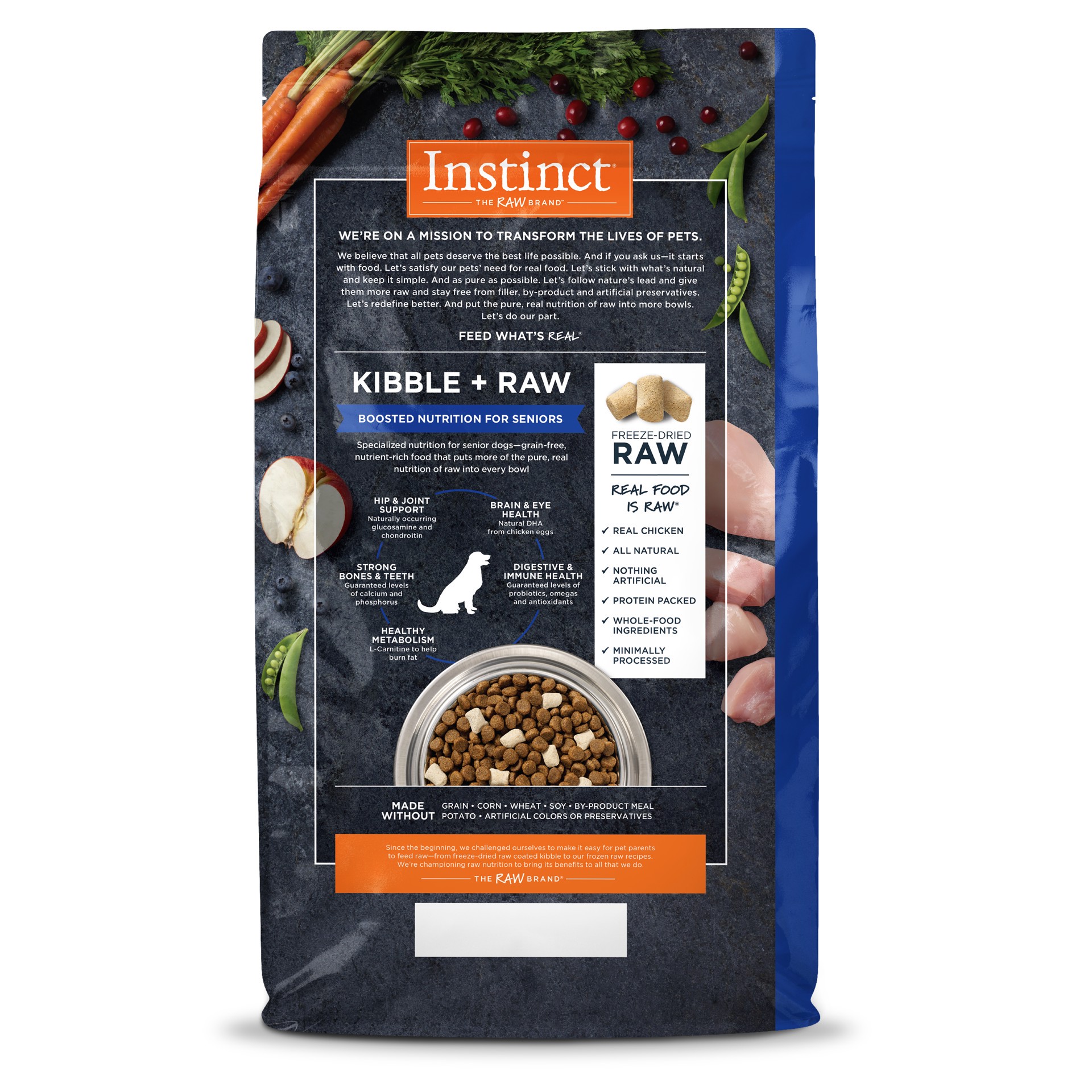 slide 2 of 4, Instinct Raw Boost Senior Chicken Dry Dog Food, 4 lb. Bag, 4 lb