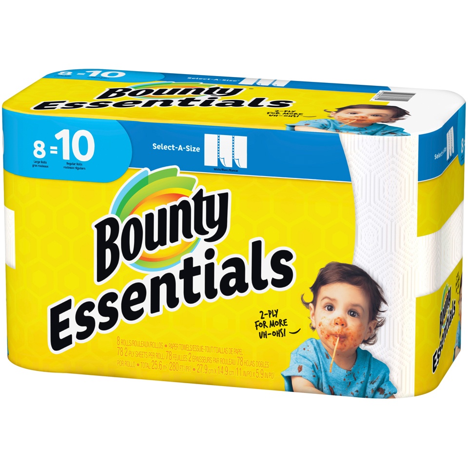 slide 2 of 4, Bounty Essentials Select-A-Size Big Absorbent Paper Towels, 8 ct