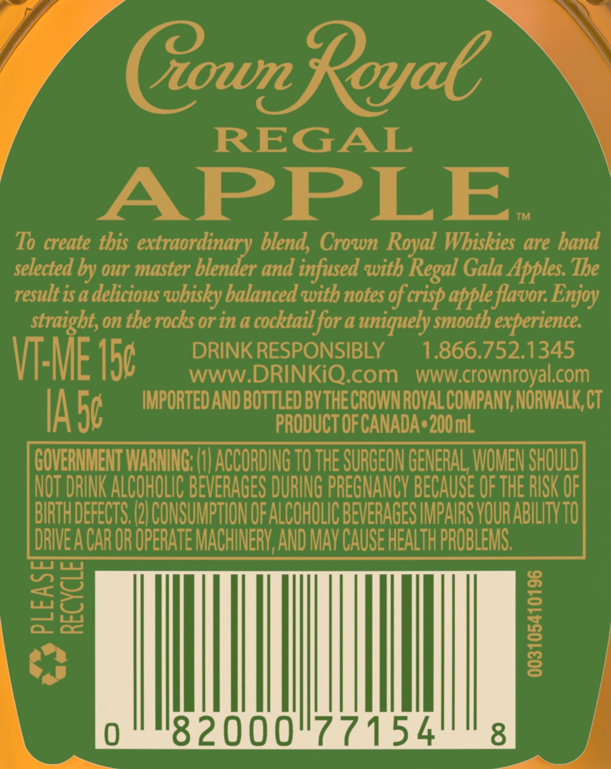 slide 5 of 6, Crown Royal Regal Apple Flavored Whisky, 200 mL, 200 ml